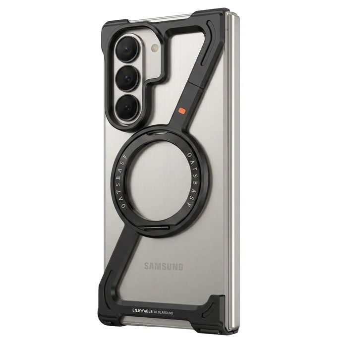 Halo M1 metal bumper case — Samsung Galaxy Z Fold 7 with 360° rotating magnetic ring kickstand